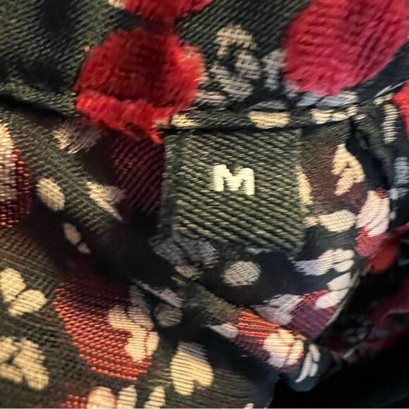 The Kooples Paris Black Semi Sheer Velvet Red Cherry Blossom Blouse - Picture 10 of 10